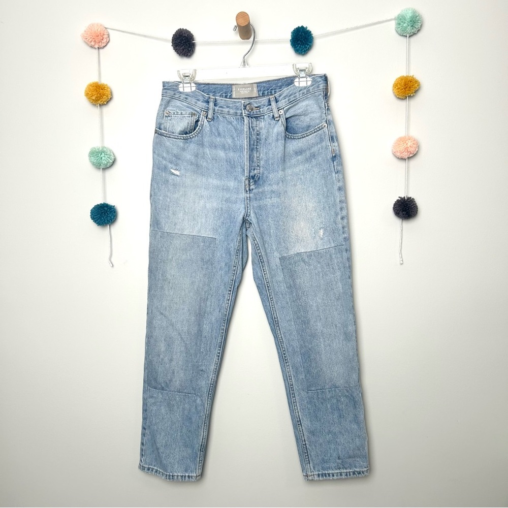 Everlane 90’s Cheeky Jeans Light Wash Patched Blue